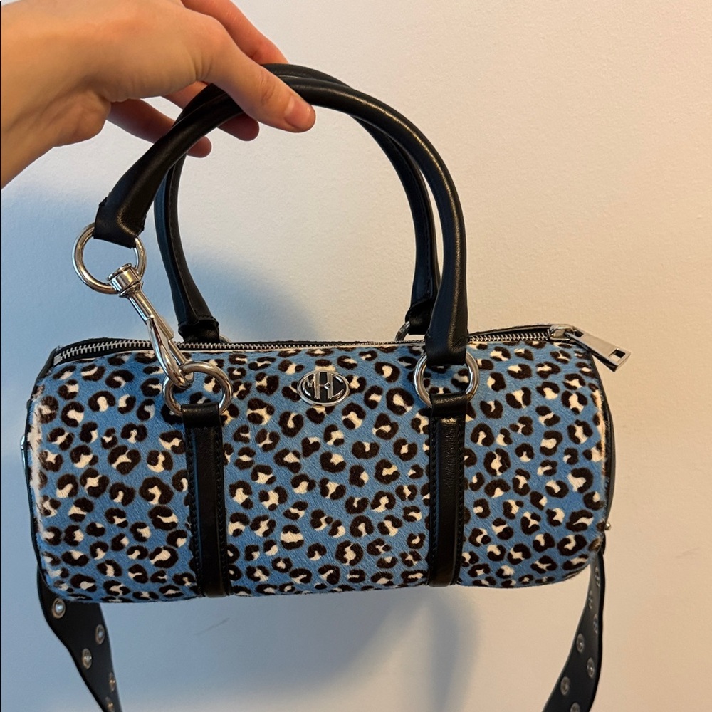 Michael Kors Collection Blue Leopard Print Shoulder Bag